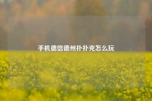 手机德信德州扑扑克怎么玩